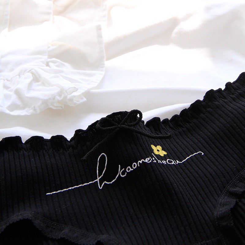 Quần Lót Nữ Cotton gân tăm cạp chun bèo đính nơ mẫu C875