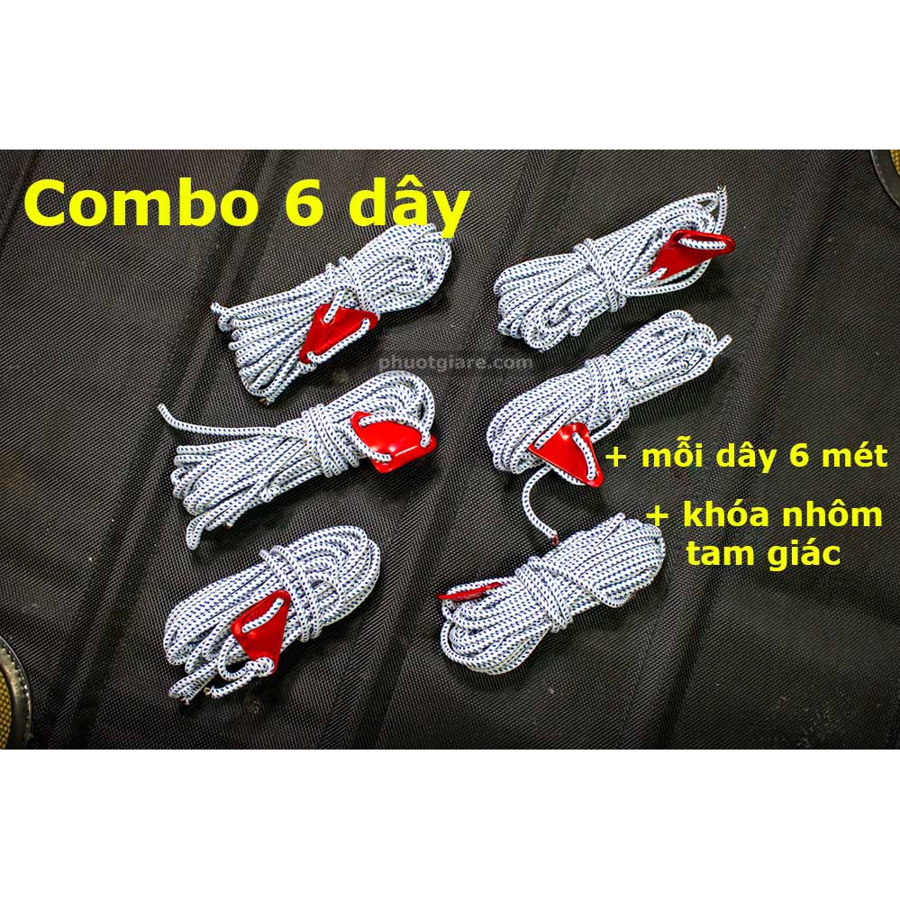 [Freeship 50K]Bộ 6 dây dù 4 mét cắm tarp kèm khoá nhôm tăng giảm phượt du lịch dã ngoại