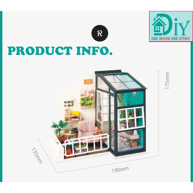 Nhà búp bê tự lắp ráp bằng gỗ DIY BALCONY DAYDREAMING mã DGM05   - Quà tặng giáng sinh tự làm