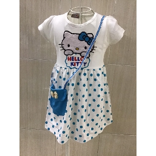 SALE chỉ 25k Đầm cotton chấm bi xanh hình Hellokitty