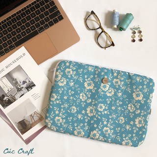 Bao Laptop/ Macbook chống sốc 13' - Hoa trắng Vintage - Cúc Craft