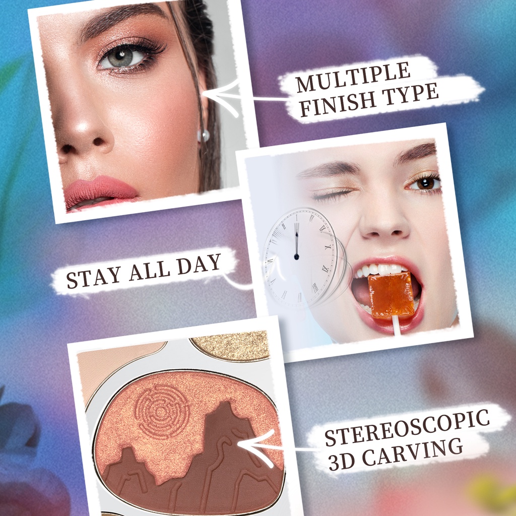 CATKIN 7 màu bảng phấn mắt điểm mắt bắt sáng má hồng màu sắc thời trang tiện lợi phấn mắt đẹp trang điểm 8.5g