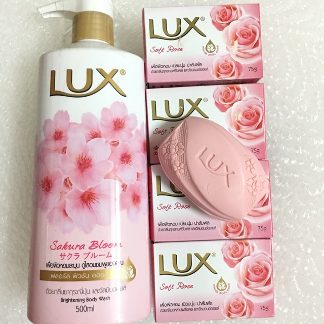💐Combo 1 Chai Sữa Tắm Lux 500ml và 1 lốc 4 hộp xà bông cục Lux Thái lan