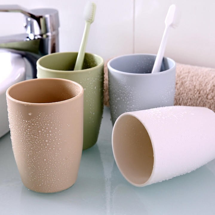 SG - Ly uống nước / cafe đánh răng nhựa nhám nhiều màu