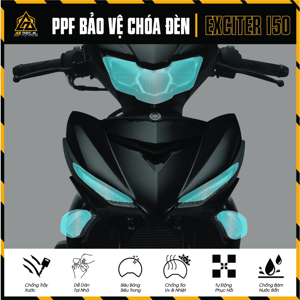 Miếng Dán PPF Chóa Đèn Exciter 150 | Decal Trong Suốt Dán Đèn Pha, Đèn Demi, Đèn Xi Nhan Xe Ex 150 Chống Xước, Chống Dán