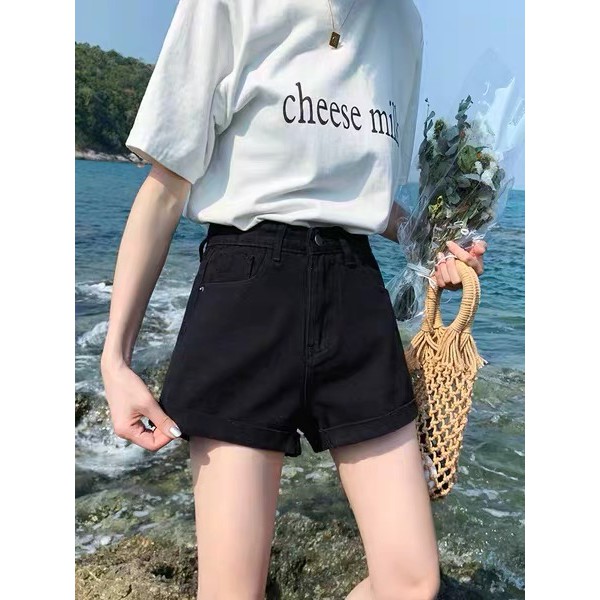 [GIÁ SỐC] Quần short bò nữ đen basic ⚡️ 𝐅𝐑𝐄𝐄 𝐒𝐇𝐈𝐏 ⚡️Đủ size - Mã SB4