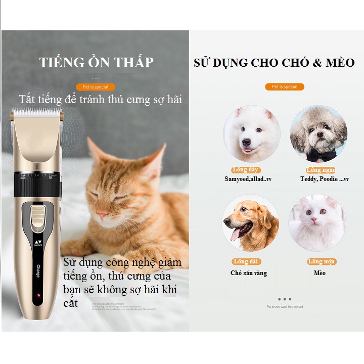 Tông đơ cắt tỉa lông, tăng đơ cạo lông thú cưng chó mèo, nhập khẩu cao cấp