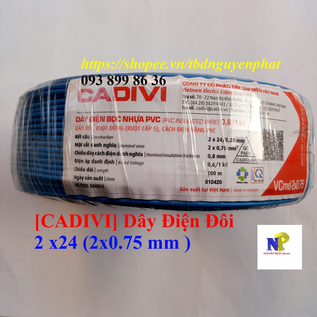 Dây Điện Đôi Cadivi - Bán Lẻ 1 Mét