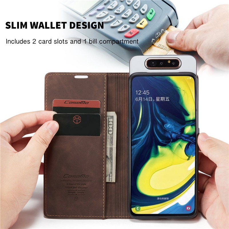 Bao da điện thoại nắp gập dạng ví thời trang cho Samsung Galaxy A80 A90 A70 | BigBuy360 - bigbuy360.vn