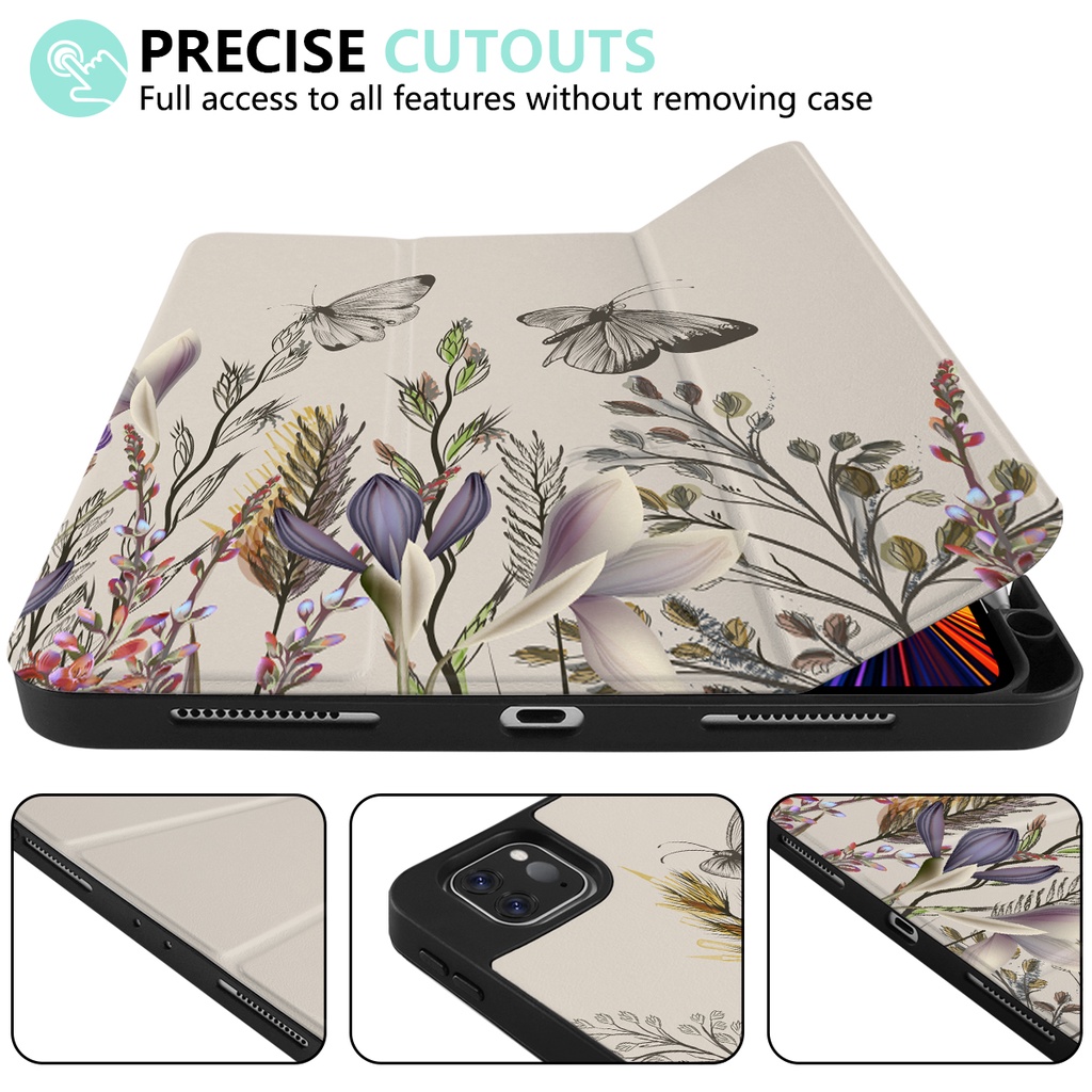 Ốp máy tính bảng da BATIANDA gấp ba khúc bảo vệ thích hợp cho 2022 iPad Air5 Air4 Pro11 12.9inch 2018 2020 2021 Mini6