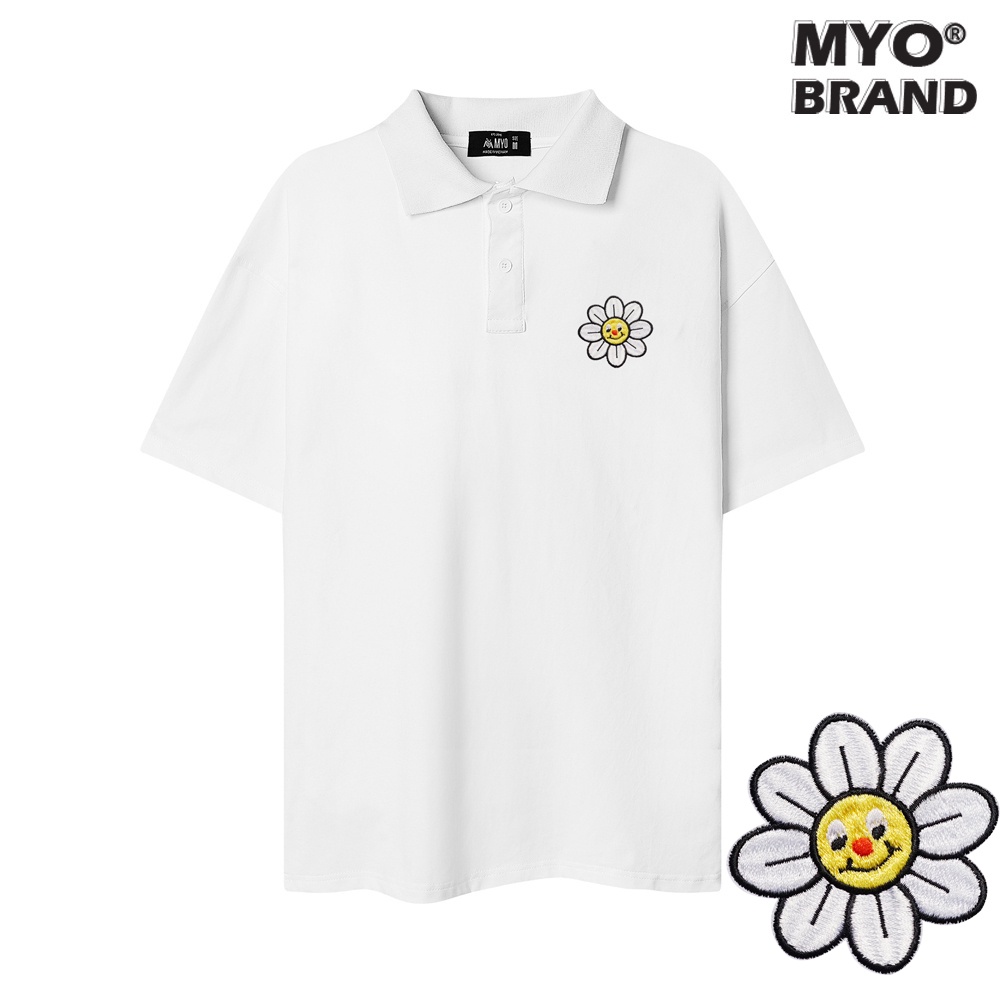 Áo Polo Cá Sấu Cotton Unisex MYO Thêu Hoa Dại