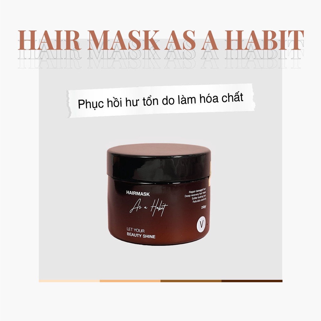 Kem Ủ Tóc Thảo Dược Oliu Phục Hồi Hư Tổn, Khô Xơ, Giàu Keratin Collagen Dưỡng Tóc Khỏe As A Habit VyvyHaircare 250gr