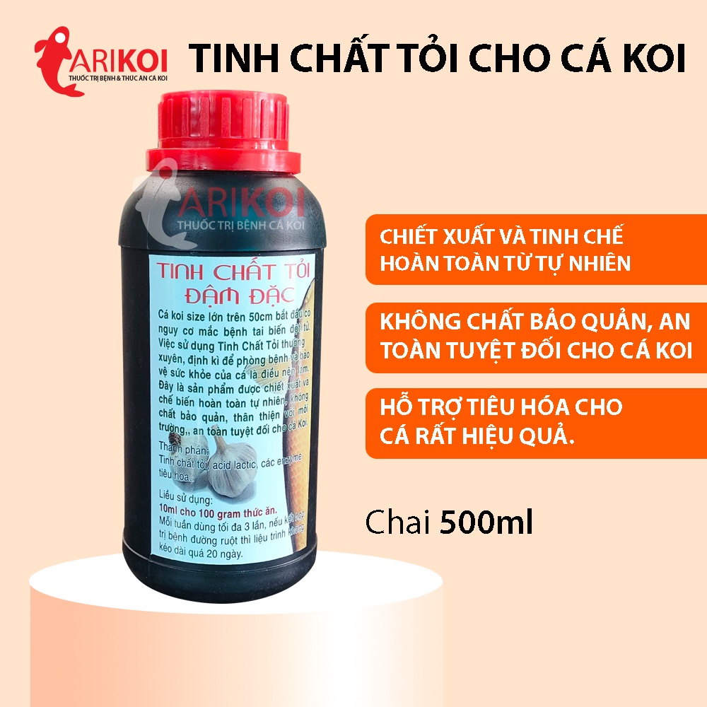 Tinh chất tỏi cho cá Koi giúp cá tăng đề kháng tự nhiên, giảm stress chai 500ml (có hướng dẫn cách dùng)