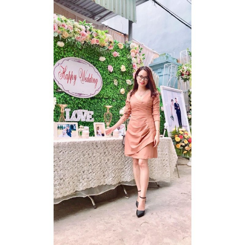 [ xả kho ] MiD Đầm xòe màu nude thiết kế V1198 Mie Design kèm ảnh thật