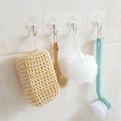 combo 5 móc dính tường trắng trong 6x6cm, móc dán tường siêu dính