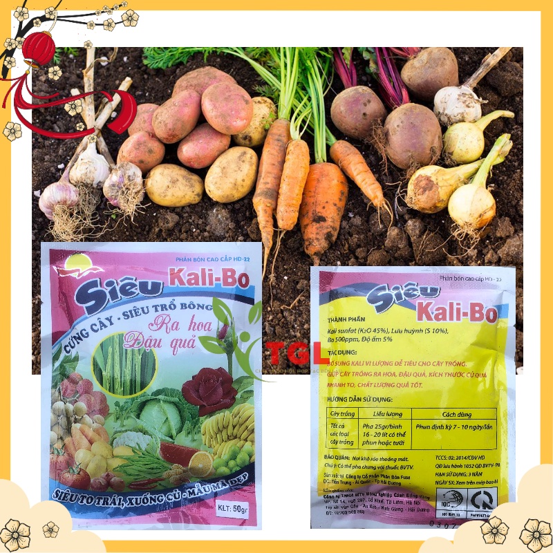 Phân Bón Lá, Siêu Kali-Bo - Ra Hoa - Đậu Quả, Gói 50gr, dành cho rau củ quả