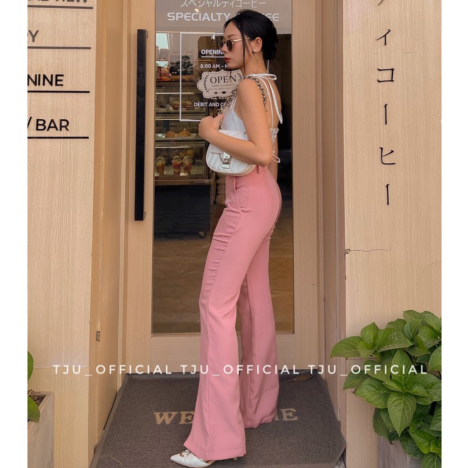 Quần tây nữ dài lưng cao ống loe nhẹ, xẻ gấu, đứng form, dáng ôm nhiều màu Hàn Quốc công sở, thiết kế T-Ju (quần Bestie)