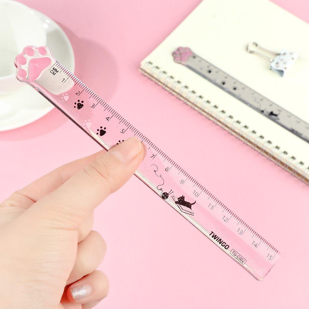Thước Kẻ Hình Móng Vuốt Mèo Đa Năng 15Cm Dành Cho Học Sinh