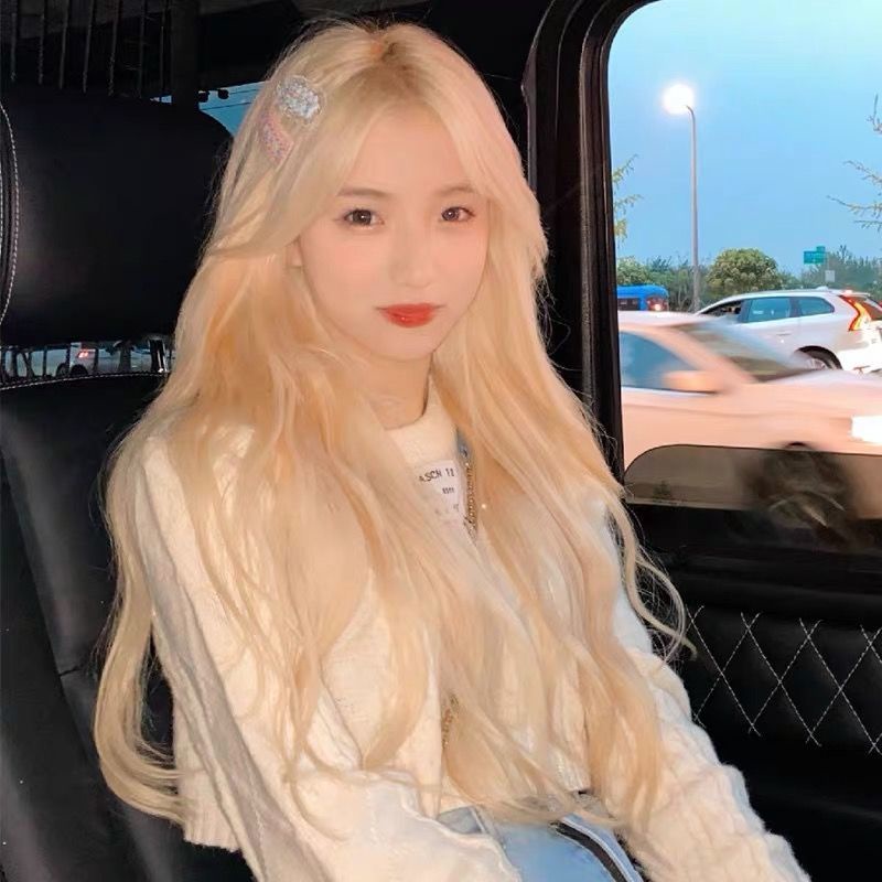 Tóc Giả Dài Xoăn Nhẹ Nhuộm Màu Vàng Nhạt Thời Trang Cho Nữ