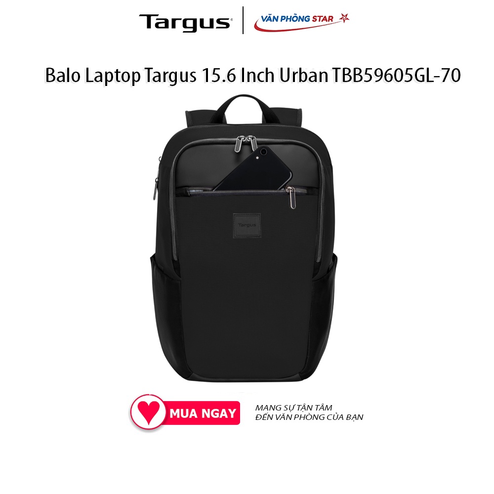 Balo Laptop Targus 15.6 Inch Urban TBB59605GL-70 Thiết kế hiện đại, năng động cùng những chất liệu bền bĩ đặc biệt