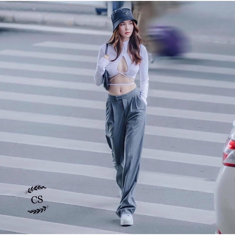 SET ÁO CROP ĐAN DÂY SEXY + QUẦN SUÔNG NGỌC TRINH (CAM KẾT LOẠI 1)