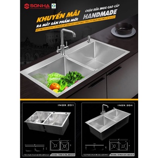 Chậu rửa inox sơn hà, chậu đúc inox sơn hà