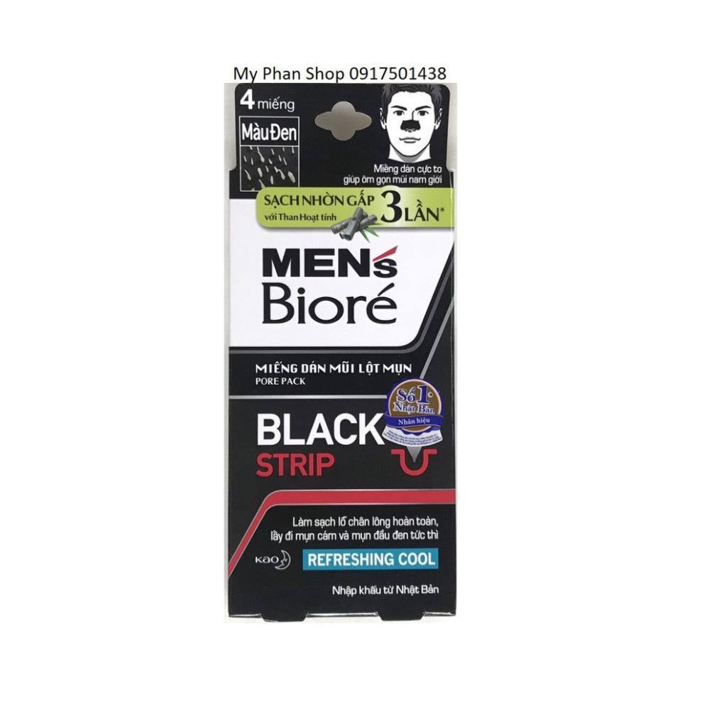 Combo 5 Hộp Miếng Dán Mũi Lột Mụn Than Hoạt Tính Dành Cho Nam - Men's Biore Pore Pack Black Strip (1 hộp/4 miếng x 5)