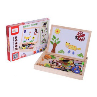 [GIÁ RẺ NHẤT] Bảng từ 2 mặt ghép tranh nam châm và bảng phấn chủ đề động vật