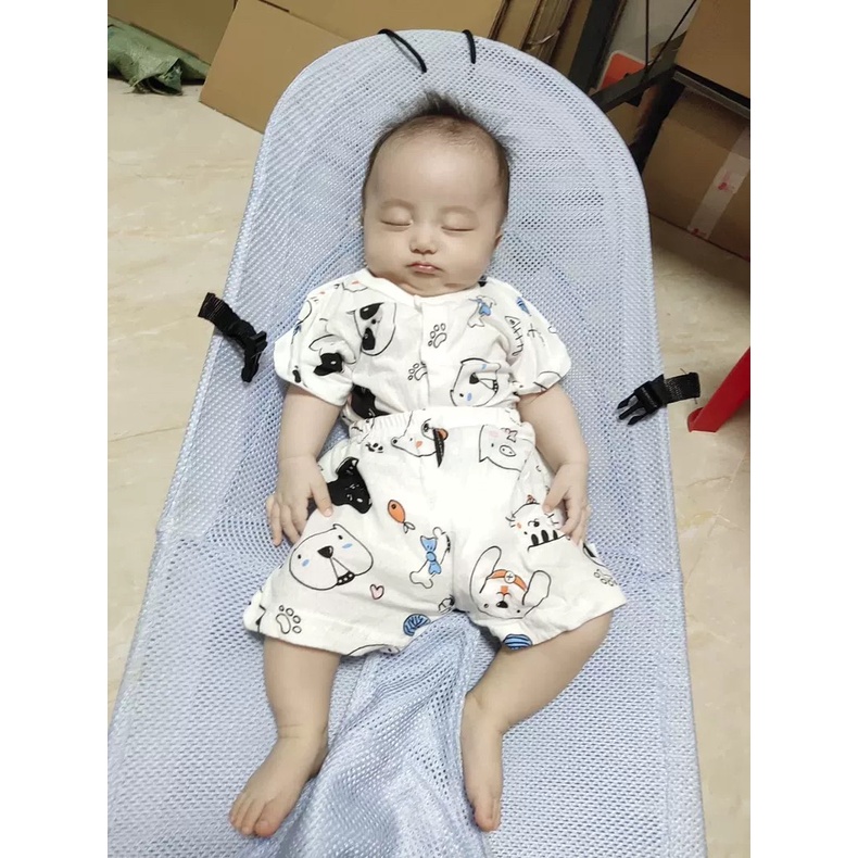 Bộ Cộc Tay Hè Cúc Giữa Cho Bé Trai Bé Gái Vải Cotton Thông Hơi Thấm Hút Mồ Hôi 𝟎𝟓𝐁𝐇