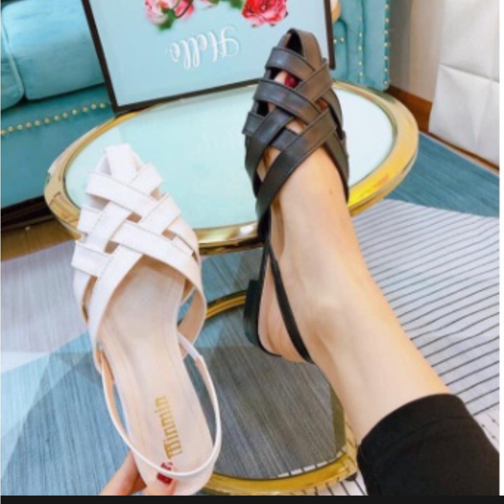 FREE SHIP Giày búp bê mũi nhọn dáng đan siêu xinh 104