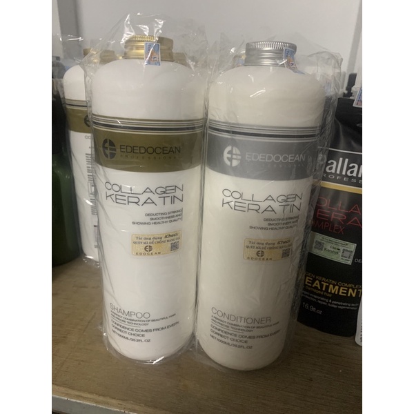 CẶP GỘIXẢ KÍCH THÍCH MỌC TÓC edocean collagen keratin 1000ml x2