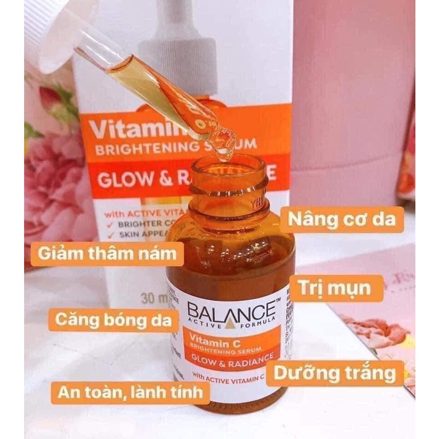 Serum Balance Vitamin C Dưỡng Trắng Da Mặt-Cấp Ẩm-Ngừa Mụn-Chống Lão Hoá Hyaluronic Gold Collagen Niacinamide