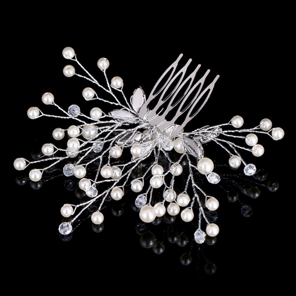 Lược cài tóc cô dâu đính hạt ngọc trai xinh xắn