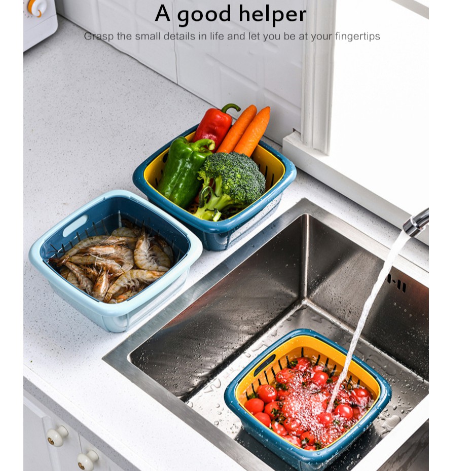 Hộp đựng thực phẩm có rổ nhựa và nắp đậy đa năng 3 trong 1 | BigBuy360 - bigbuy360.vn