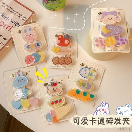 Kẹp tóc không đường may màu sắc kẹo ngọt phong cách Hàn Quốc dành cho bé gái