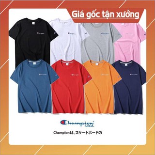 Hot áo thun cotton ngắn tay thêu chữ champion thời trang cho nam nữ