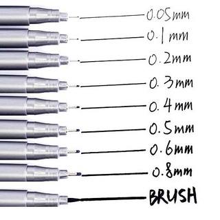 Bút mực không thấm nước cỡ ngòi 0.05 mm/0.1mm/0.2mm/0.3mm/0.4mm/0.5mm//0.6mm/0.8mm/brush