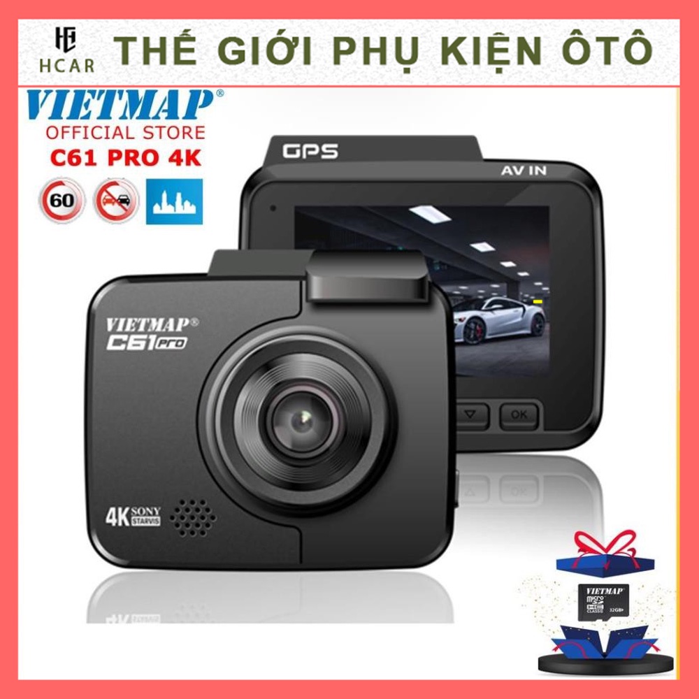 Camera Hành Trình VIETMAP C61 PRO 4K Cảnh Báo Giao Thông Giọng Nói -Tích Hợp GPS - HÀNG CHÍNH HÃNG