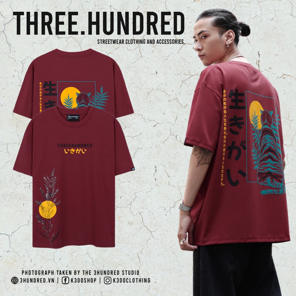 Áo Thun Con Hổ Họa Tiết Nhật Bản Đỏ Đô Hình In Sắc Nét Chất Liệu 100% Cotton Form Rộng Thoải Mái Unisex Nam Nữ