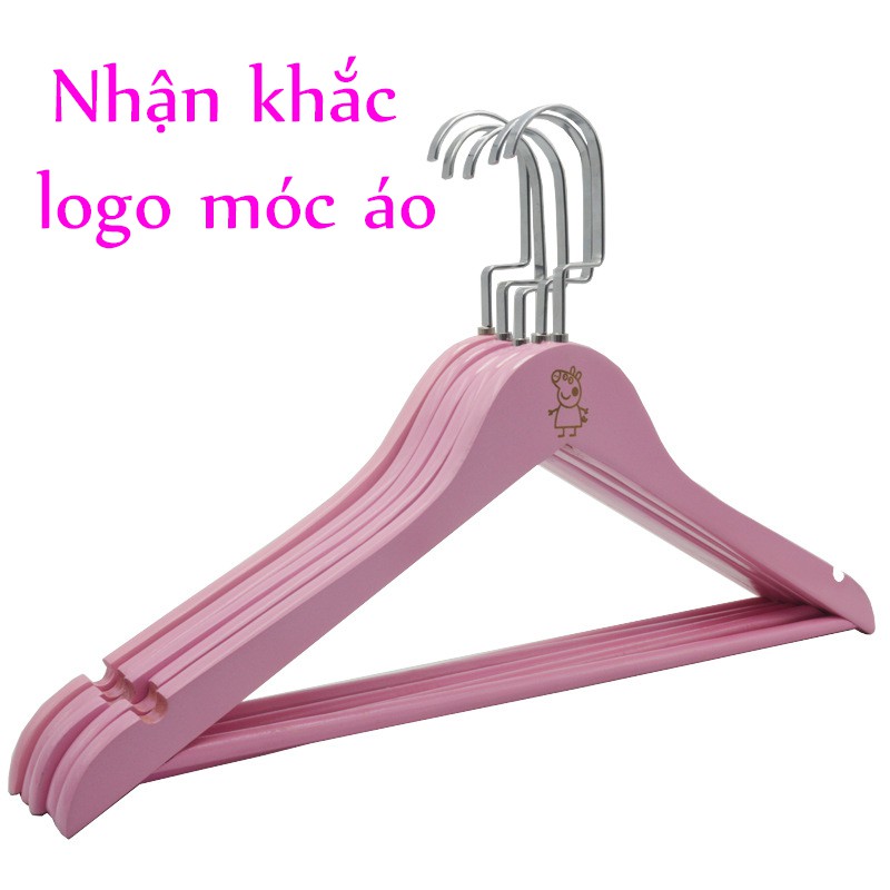 Móc Gỗ Treo Quần Áo Thanh Ngang Hồng Móc Dẹp (1 móc)