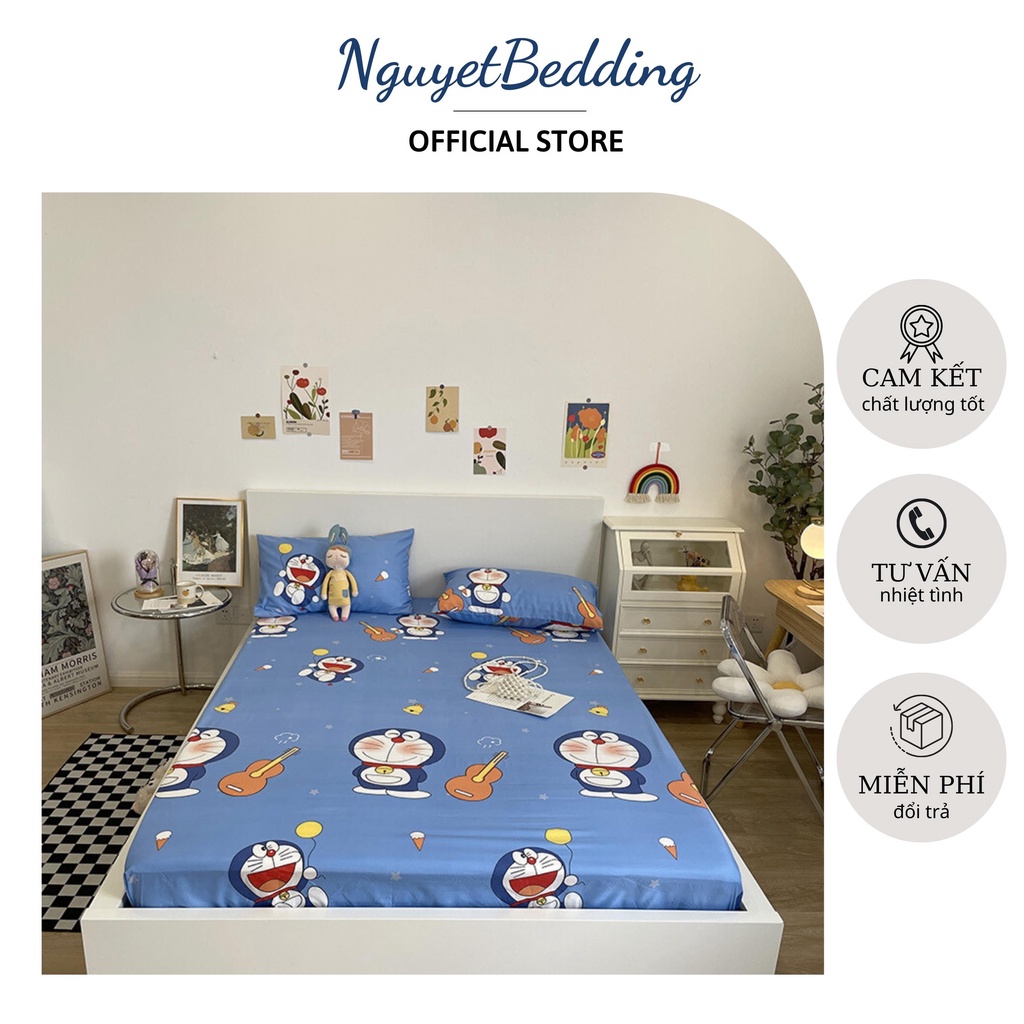 Bộ ga gối Poly Cotton M4 - Drap giường M4 x 2M - 1 Ga 2 vỏ gối nằm 45x65 cm - Ga Gối NguyetBedding