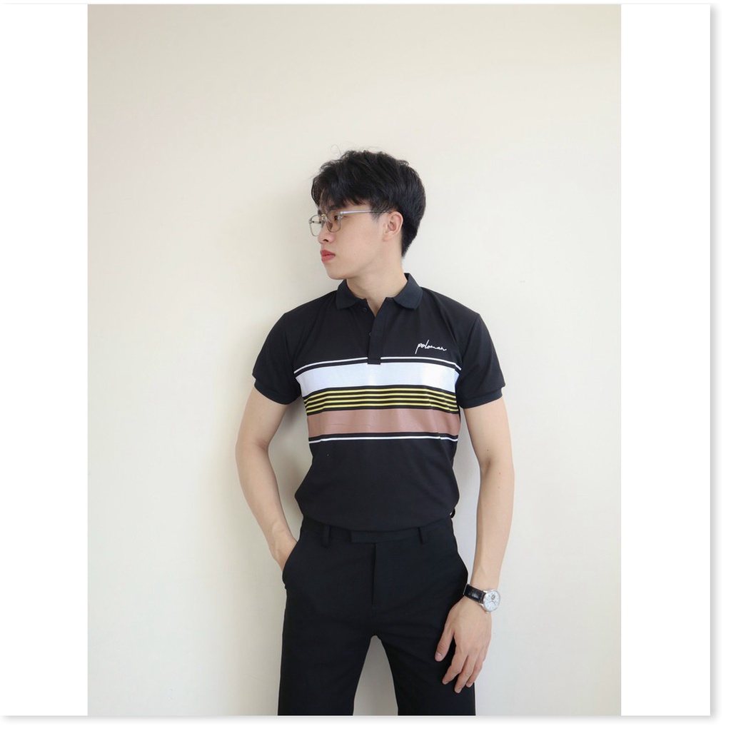 Áo thun cổ trụ ngắn tay kẻ ngang hoạ tiết cực đẹp KHANH AN