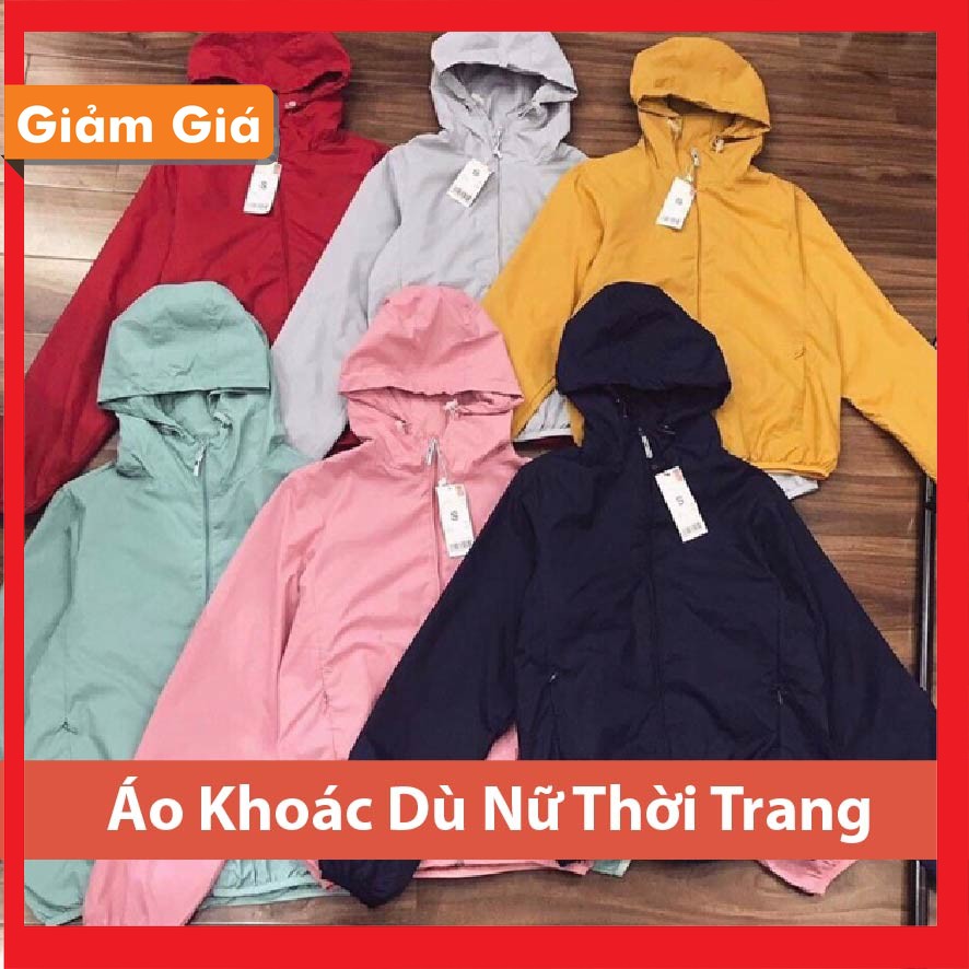 Áo Khoác Gió Nữ 2 Lớp Trơn Hàng Cao Cấp Trong Lót Lưới  Khóa Kéo Túi Có Khóa Có Mũ Rộng Nhiều Màu Nhiều Size