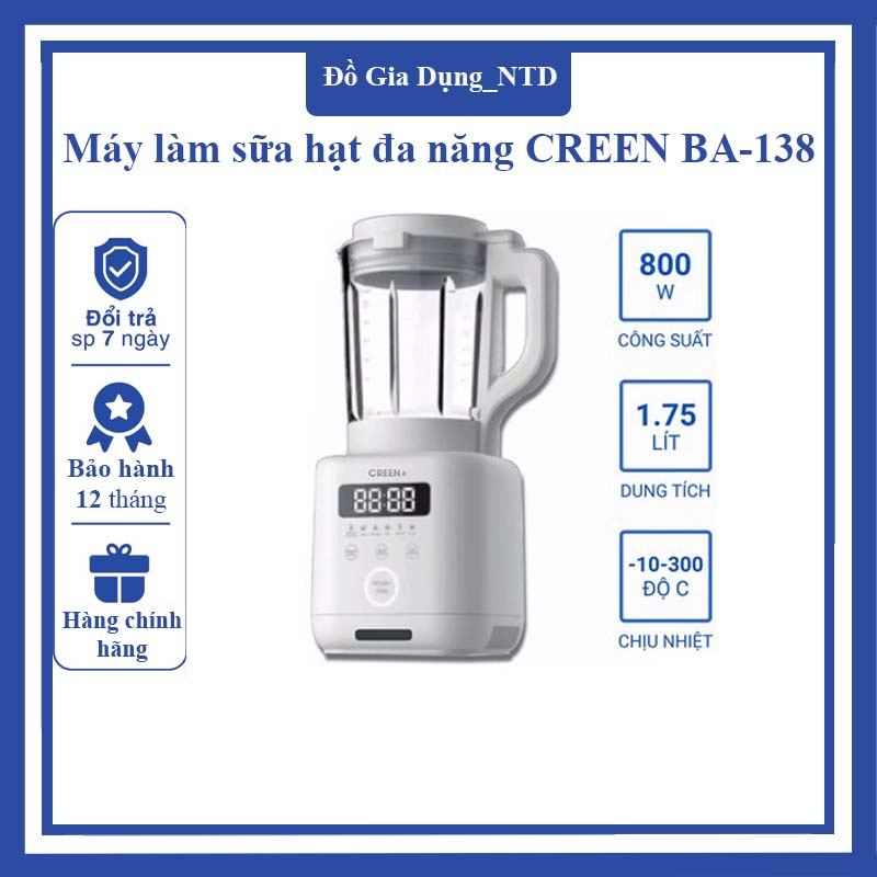Máy làm sữa hạt đa năng CREEN BA - Máy Xay Nấu Sữa Hạt Đa Năng Haruto, máy nấu sữa hạt, máy xay sữa hạt - Bảo Hành 12T