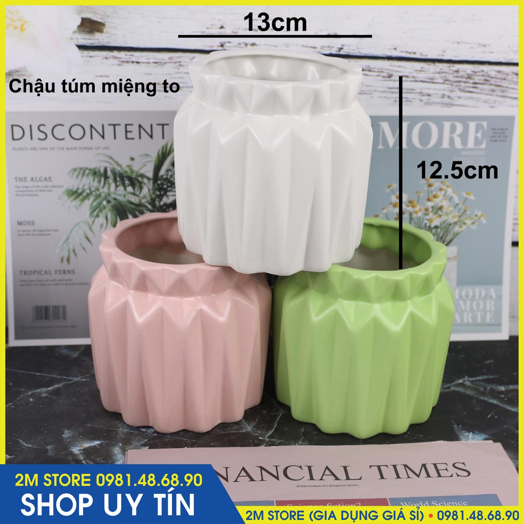 [Mã LIFE10K15 giảm 10K đơn 20K] (CHỌN SIZE) Chậu Sứ Bát Tràng Trồng Cây Cảnh, Sen Đá, Xương Rồng Kiểu Túm Miệng