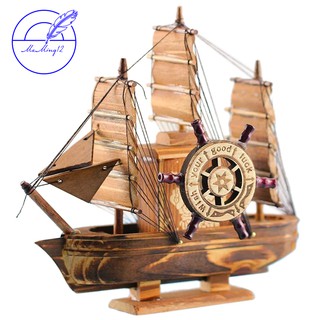 Mô hình thuyền buồm bằng gỗ kiểu dáng cổ điển dùng để trang trí nhà