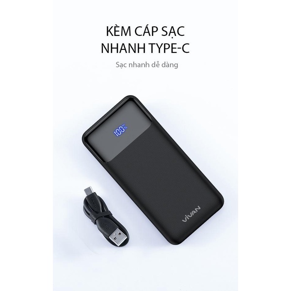 Sạc dự phòng 10000mAh sạc nhanh pd/qc 3.0 vivan vpb-x10 20w - 2output type c &amp; usb AKIA Smart Home