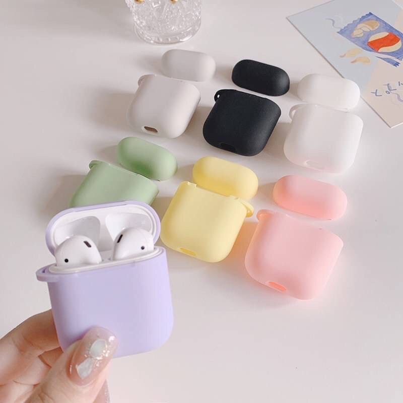 Hộp đựng Airpods Màu trơn Pastel Basic Silicone 7 màu Gen 1-2-Pro Mỏng i9s i11 i12 Có thể đeo.