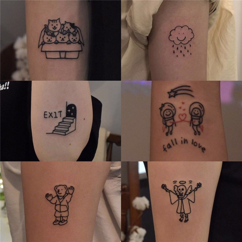 【SIYA Magic Tattoo】Bộ 45 miếng dán hình xăm họa tiết hoạt hình kiểu dáng đơn giản và đáng yêu 6cm*7cm