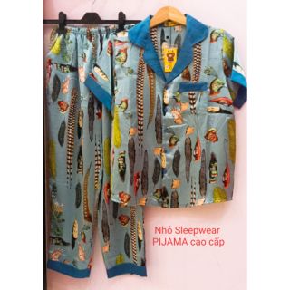 Bộ pijama mặc nhà lụa satin cao cấp tay ngắn quần dài